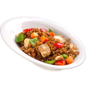 Жареный рис с курицей в соусе терияки